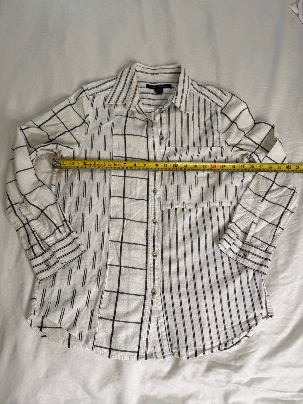 French Connection Cotton Mixed Stripe Button Shirt Minimalist Preppy Medium - Picture 10 of 11